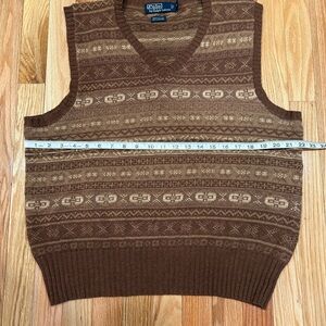 Rare Vtg POLO RALPH LAUREN Fair Isle Sweater Vest | 85% Cotton 15% Cashmere SzL